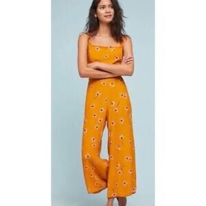 NWT Anthropologie Faithfull The Brand Playa Botany Gold Floral Jumpsuit LARGE